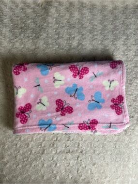 Parent's Choice Butterfly Baby Blanket Pink Yellow Blue Dragonfly Polka Dots